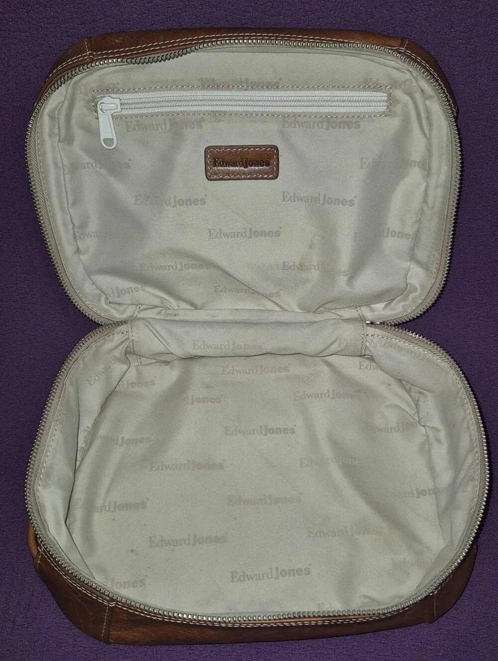 🔥Barrington Edward Jones Snakeskin Tan Leather Cosmetic Toiletry Zip Bag Travel